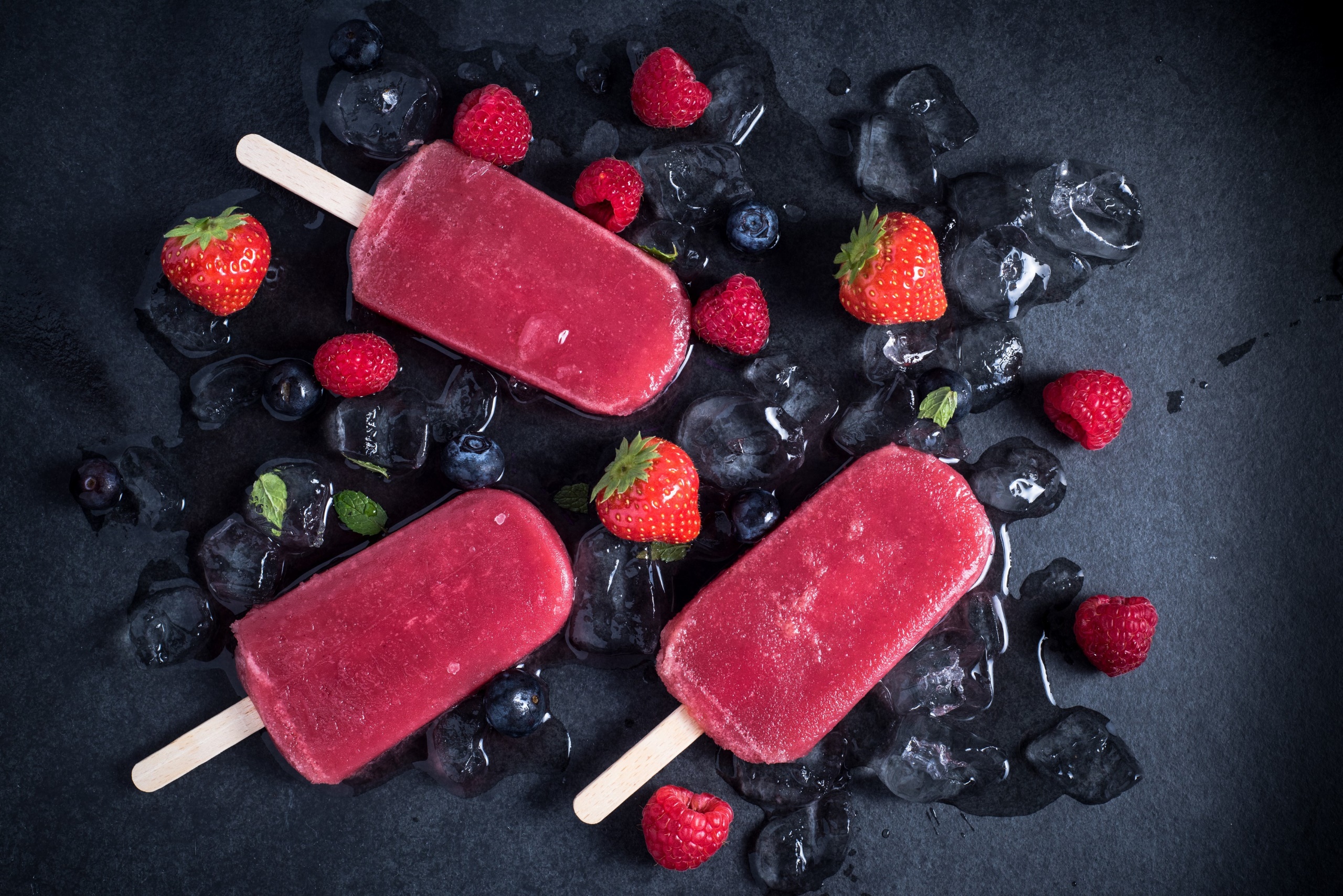 popsicle, Colorful, Fruit, Ice, Strawberries, Food Wallpaper