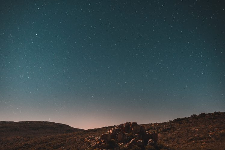 starry night, Night, Rocks, Desert HD Wallpaper Desktop Background