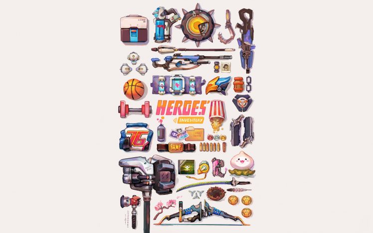 onemegawatt, Overwatch, Artwork, Popcorn, Sword, Hammer HD Wallpaper Desktop Background