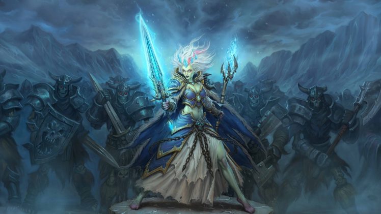 Jaina Proudmoore, Hearthstone: Heroes of Warcraft, Hearthstone, Warcraft, Cards, Artwork, Knights of the frozen throne, Death Knight, Video games HD Wallpaper Desktop Background
