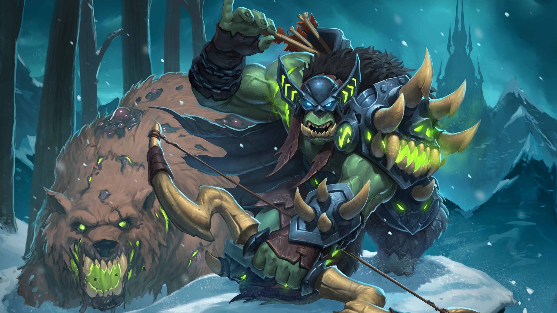 Rexxar, Hearthstone: Heroes of Warcraft, Hearthstone, Warcraft, Cards, Artwork, Knights of the frozen throne, Death Knight, Video games, Misha Wallpaper