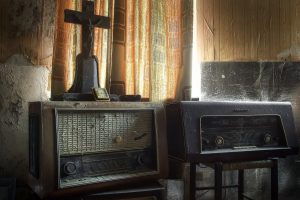 room, Interior, Old, Radio, Cross