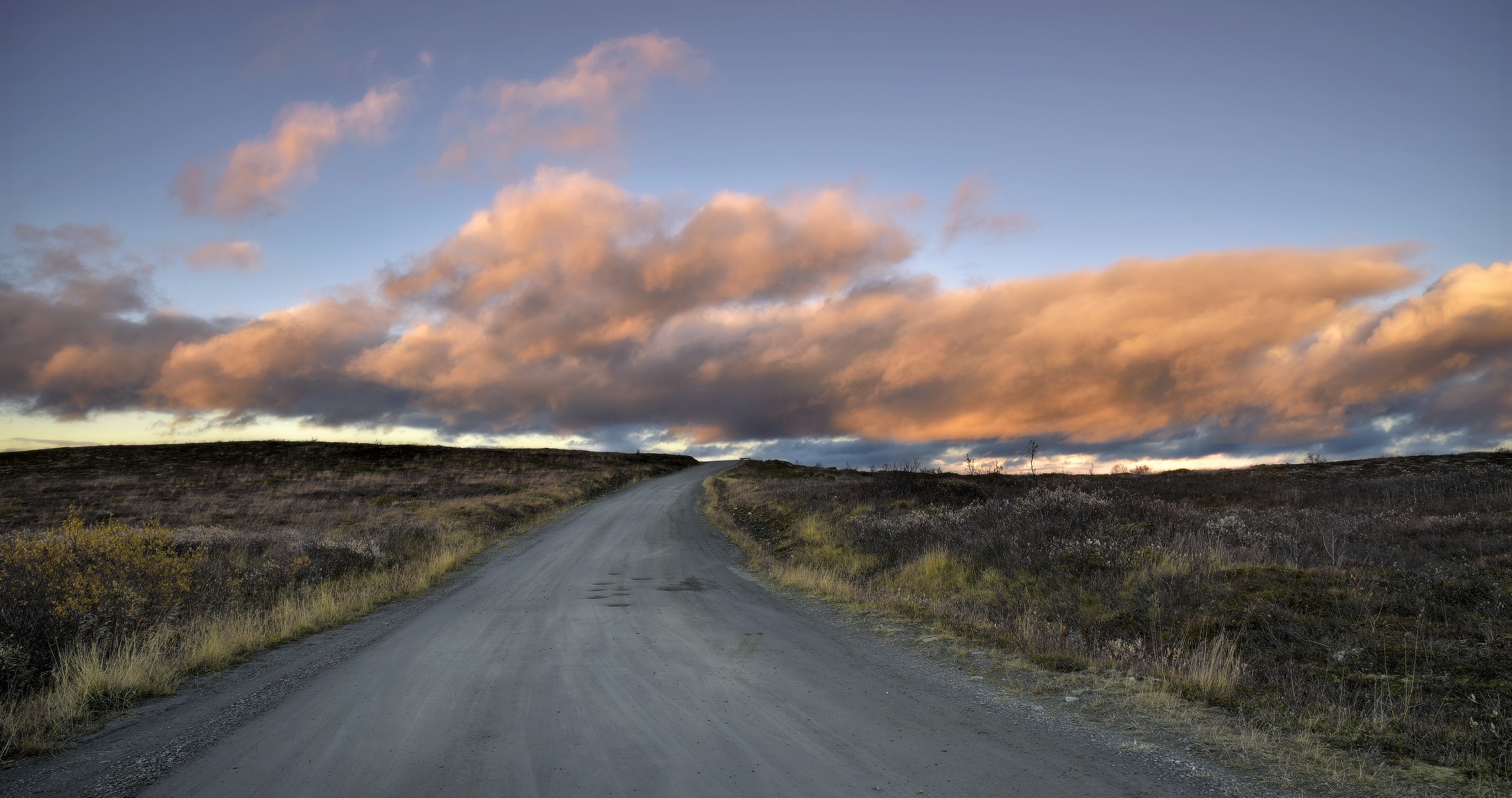 road, Sky, Landscape, Clouds Wallpaper