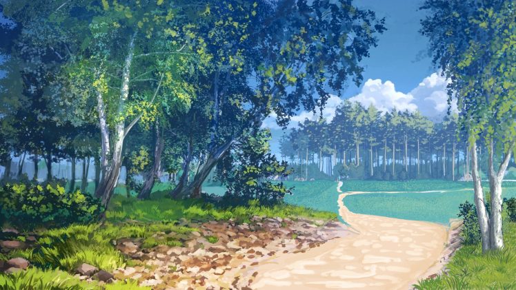 digital art, Trees, Summer, Nature, Everlasting Summer HD Wallpaper Desktop Background