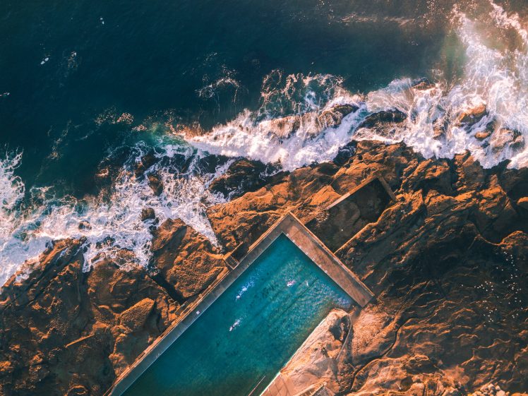 nature, Water, Rock, Aerial view, Landscape, Sea HD Wallpaper Desktop Background