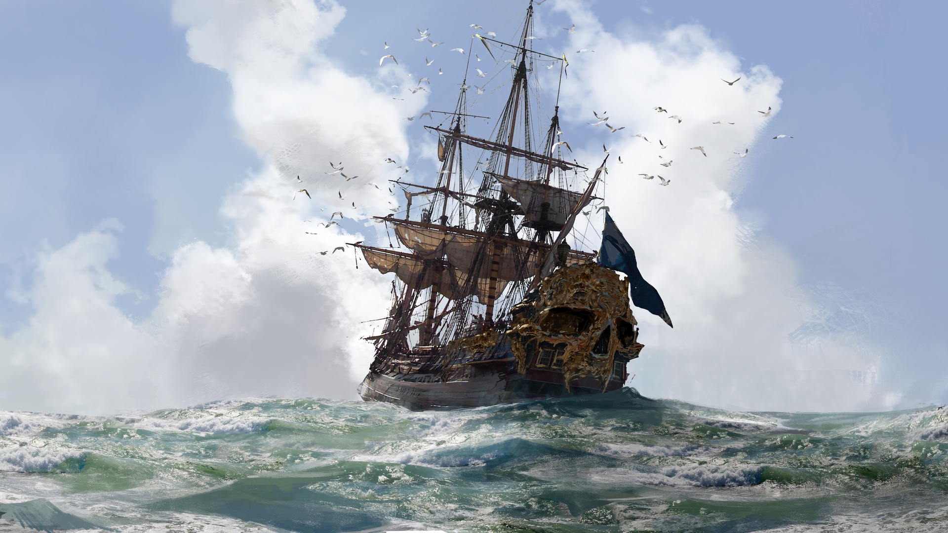 pirates, Video games, Skull & Bones, Ship, Sea, Water, Skull Wallpaper