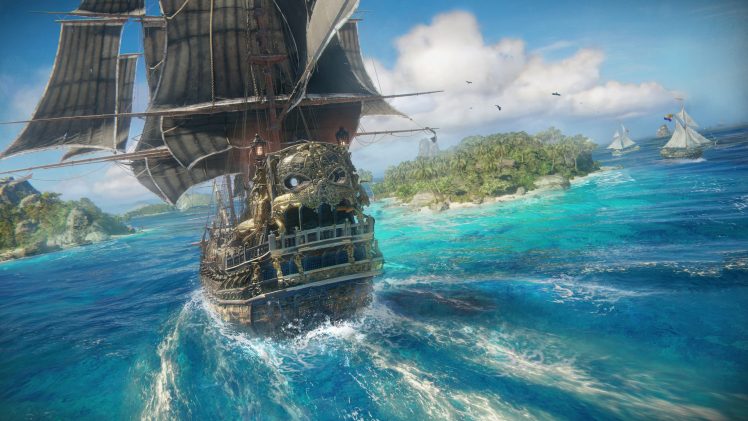 pirates, Video games, Skull & Bones, Ship, Sea, Water, Island, Skull HD Wallpaper Desktop Background