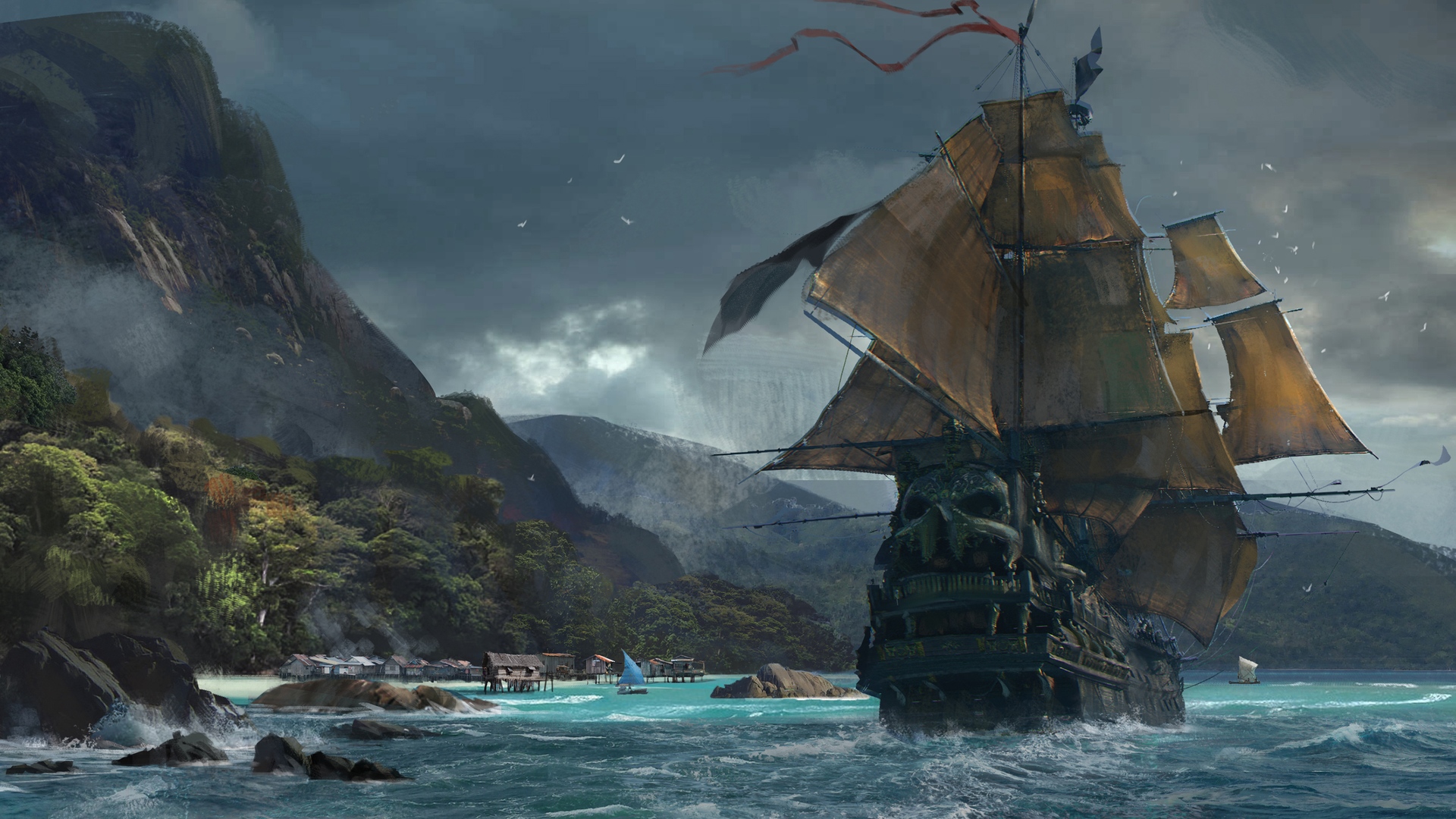 video games, Ship, Sea, Island, Skull & Bones Wallpaper