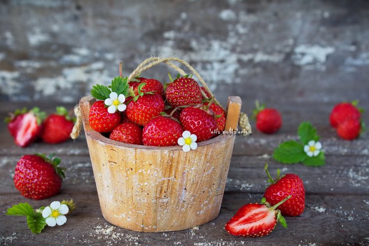 food, Fruit, Still life, Strawberries, Watermarked HD Wallpaper Desktop Background