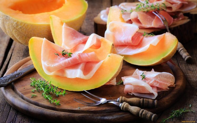 melons, Food, Fork HD Wallpaper Desktop Background