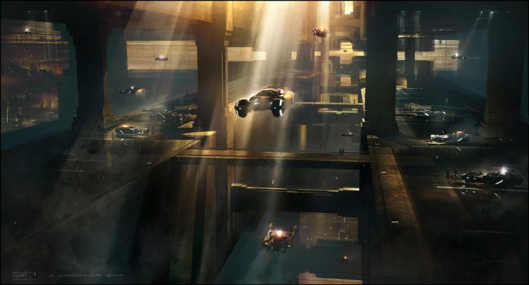 George Hull, People, Blade Runner 2049, Concept art, Spinner, Sun rays, Blade Runner HD Wallpaper Desktop Background
