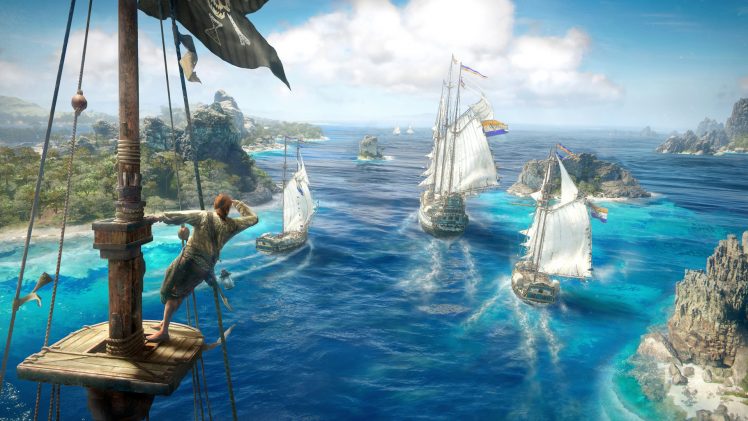 pirates, Video games, Skull & Bones, Sea, Ship, Sailing ship, Island, Landscape HD Wallpaper Desktop Background
