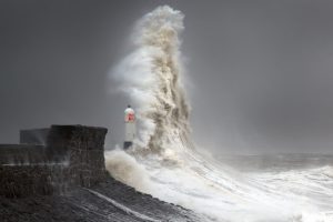 Steve Garrington, Nature, Landscape, Water, Lighthouse, Storm, Coastline, Wall, Waves, Sea, Stones, Wales