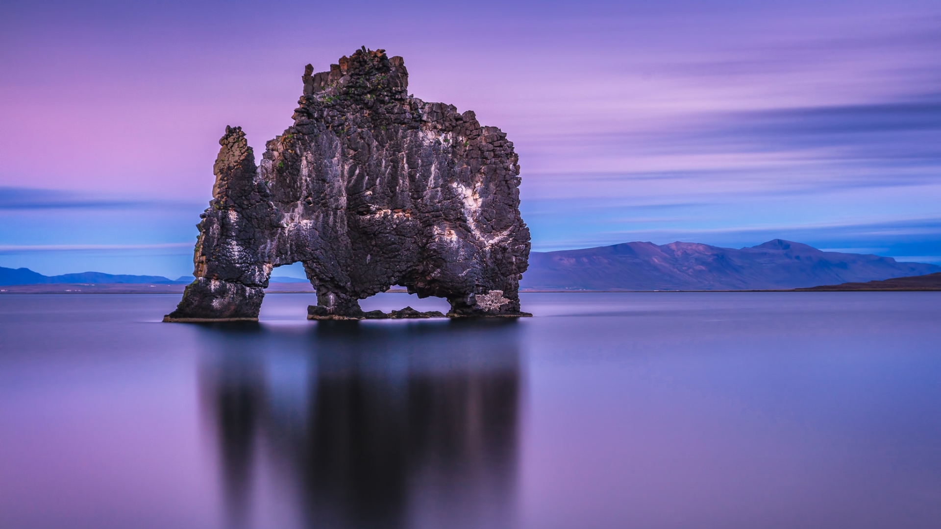 nature, Landscape, Water, Long exposure, Rock formation, Clouds, Sea, Mountains, Rock, Imagination, Reflection, Hvítserkur, Iceland Wallpaper