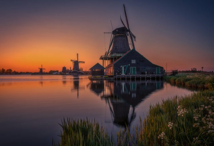 Remo Scarfò, Windmill, Landscape, Sky, Holland HD Wallpaper Desktop Background