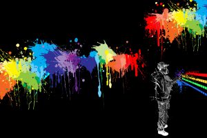 graffiti, Colorful, Black background, Digital art
