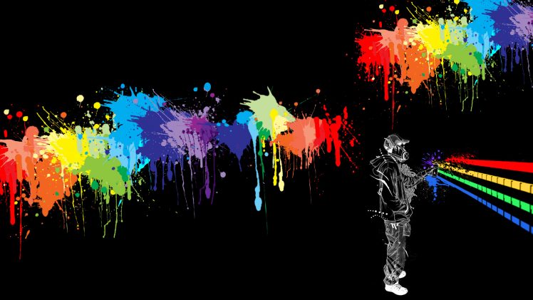 graffiti, Colorful, Black background, Digital art HD Wallpaper Desktop Background
