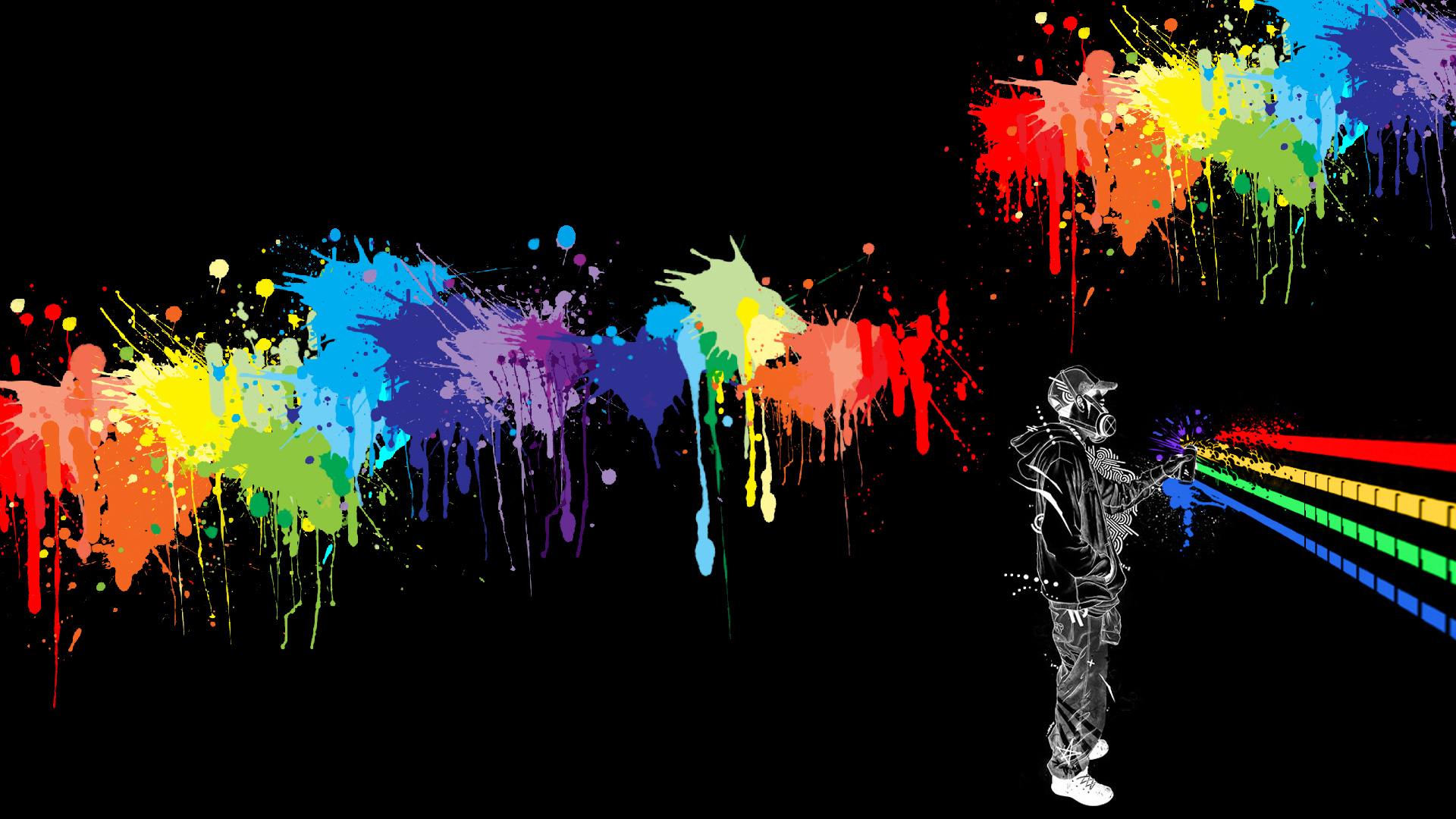 graffiti, Colorful, Black background, Digital art Wallpaper