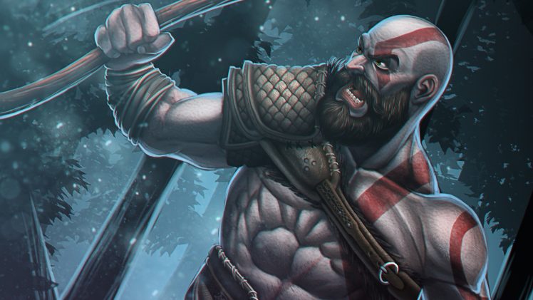 Kratos, Beards, Video games, God of War, Muscles HD Wallpaper Desktop Background