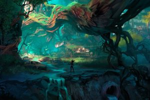 video games, Landscape, Apocalyptic, Darksiders 3, Trees, Artwork, Darksiders