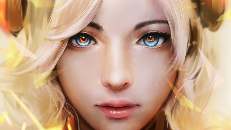 face, Video games, Overwatch, Mercy (Overwatch), Digital art HD Wallpaper Desktop Background