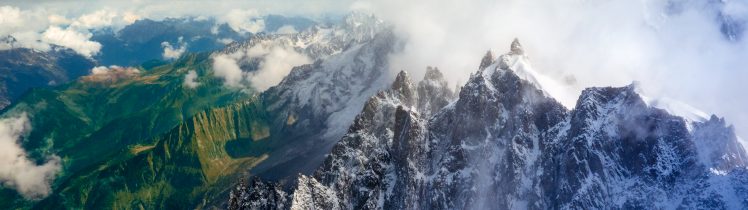 landscape, France, Alps, Nature, Snow, Clouds, Sky, Dual monitors, Multiple display HD Wallpaper Desktop Background