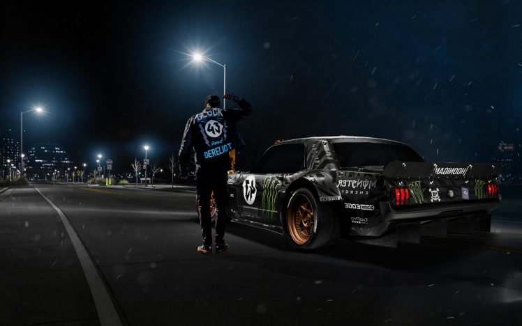 men, Mattias Orasson, Ken Block, Car, City, Night, Black cars HD Wallpaper Desktop Background