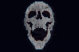 glitch art, Abstract, ASCII art, Skull