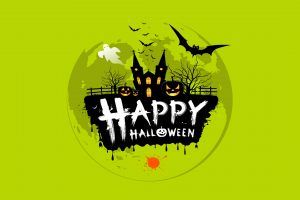 Halloween, Digital art, Green background, Typography
