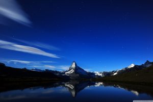 Matterhorn, Mountains, Snow, Clouds, Night, Landscape