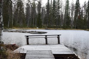fall, Lake, Dock, Snow, Ice