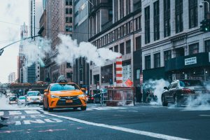 New York City, Taxi, Smoke, Street, Car, City