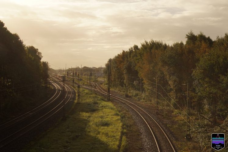 landscape, Rail yard, Railway, Watermarked HD Wallpaper Desktop Background