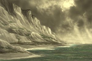 david walker, Nature, Landscape, Sea, Cliff, Coastline, Cliffs of Dover, England, UK, Storm, Clouds, Painting, Digital art