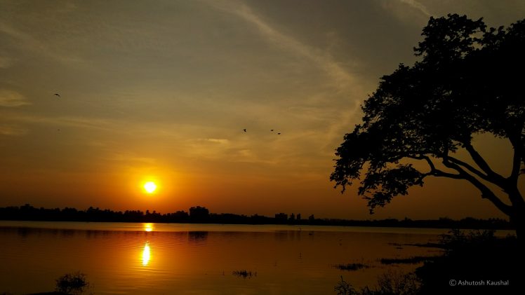 sunset, Nature, Lake, Water, Kolhapur HD Wallpaper Desktop Background