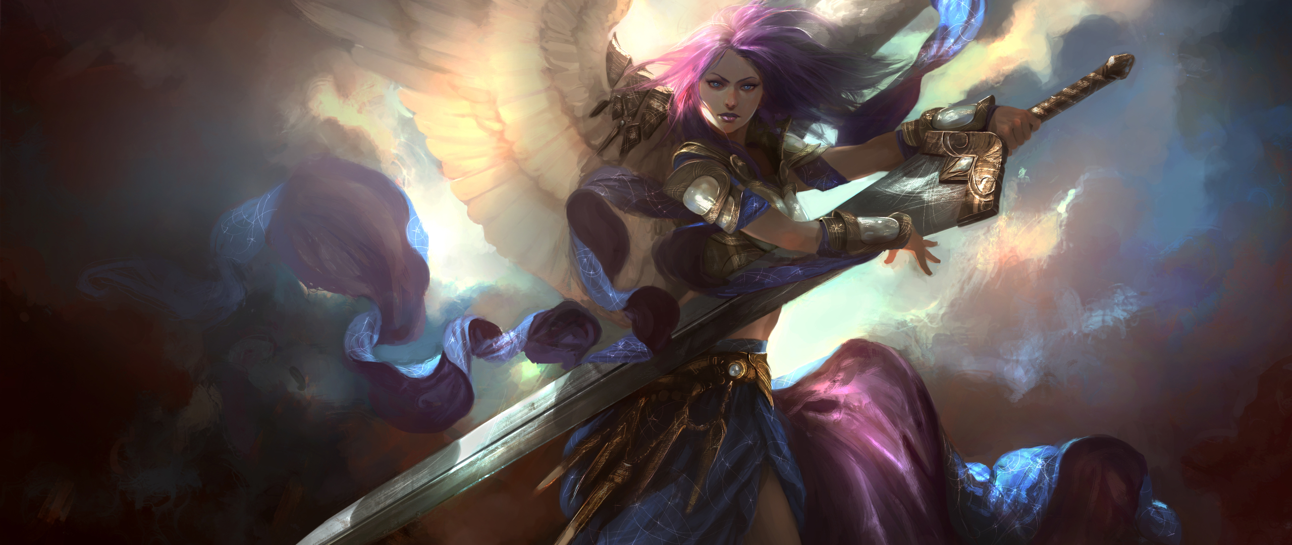 angel, Sword, Wings, Fantasy art Wallpaper