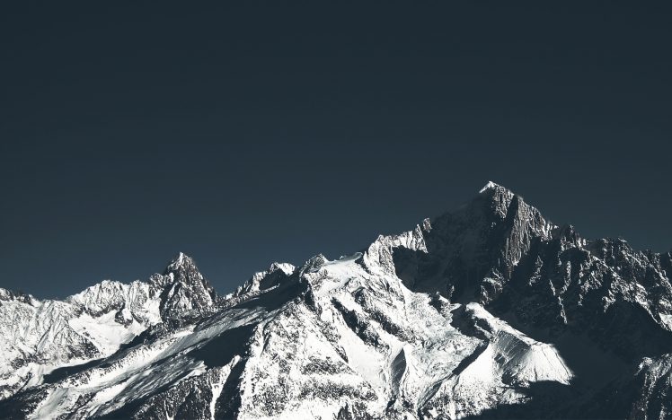 mountains, Snow, Rocks, Clear sky, Nature HD Wallpaper Desktop Background