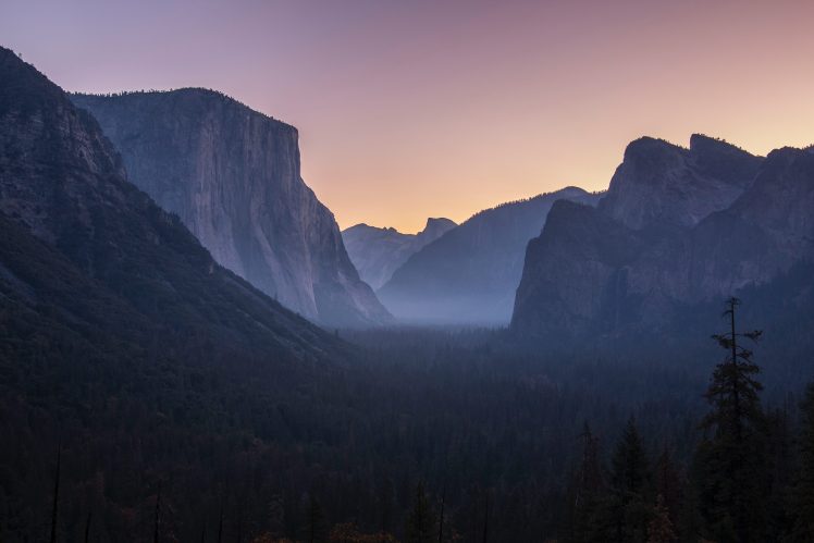 landscape, Nature, Mountains, Mist, Rocks, Forest, Yosemite National Park HD Wallpaper Desktop Background