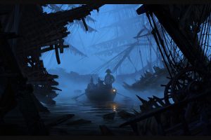 pirates, Ship, Wreck, Mist