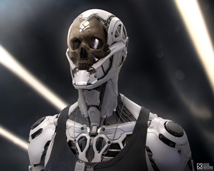 skull, Cyberpunk, Futuristic HD Wallpaper Desktop Background