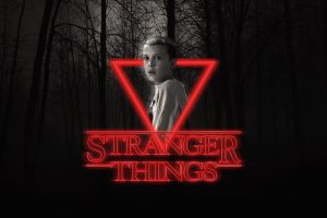 original characters, Stranger Things, 1980s, Neon, Photoshop, Texture, Typography