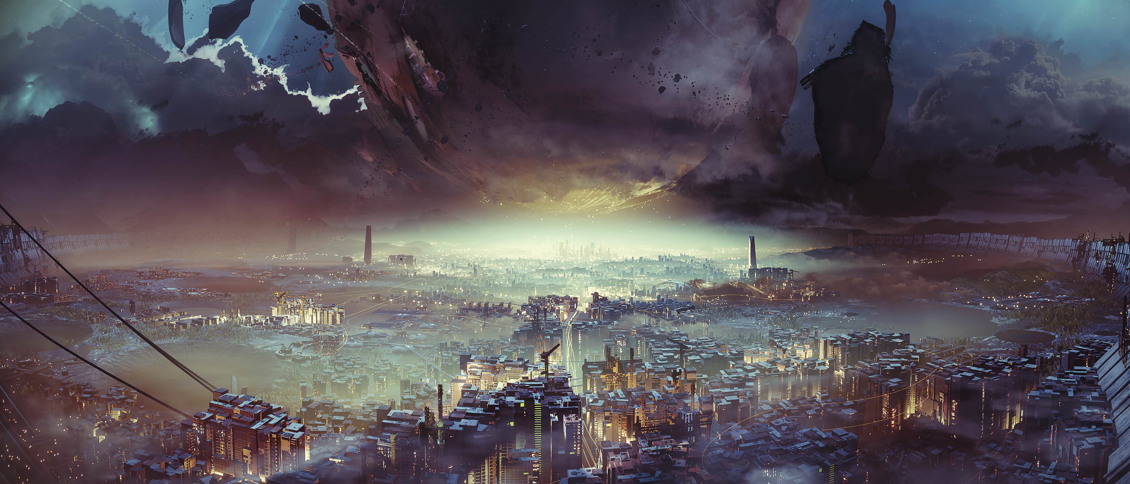 Destiny 2, Digital art, Artwork, Landscape, City, Cityscape, Video games, Science fiction, Destiny (video game) Wallpaper