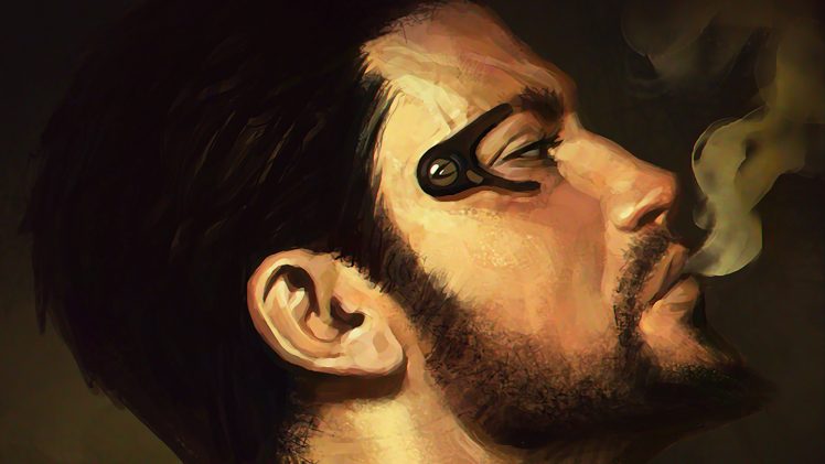 Adam Jensen, Ilya Kuvshinov, Deus Ex: Human Revolution, Digital art, Artwork, Video games, Deus Ex: Mankind Divided, Smoke, Cyberpunk, Augmentation, Deus Ex HD Wallpaper Desktop Background