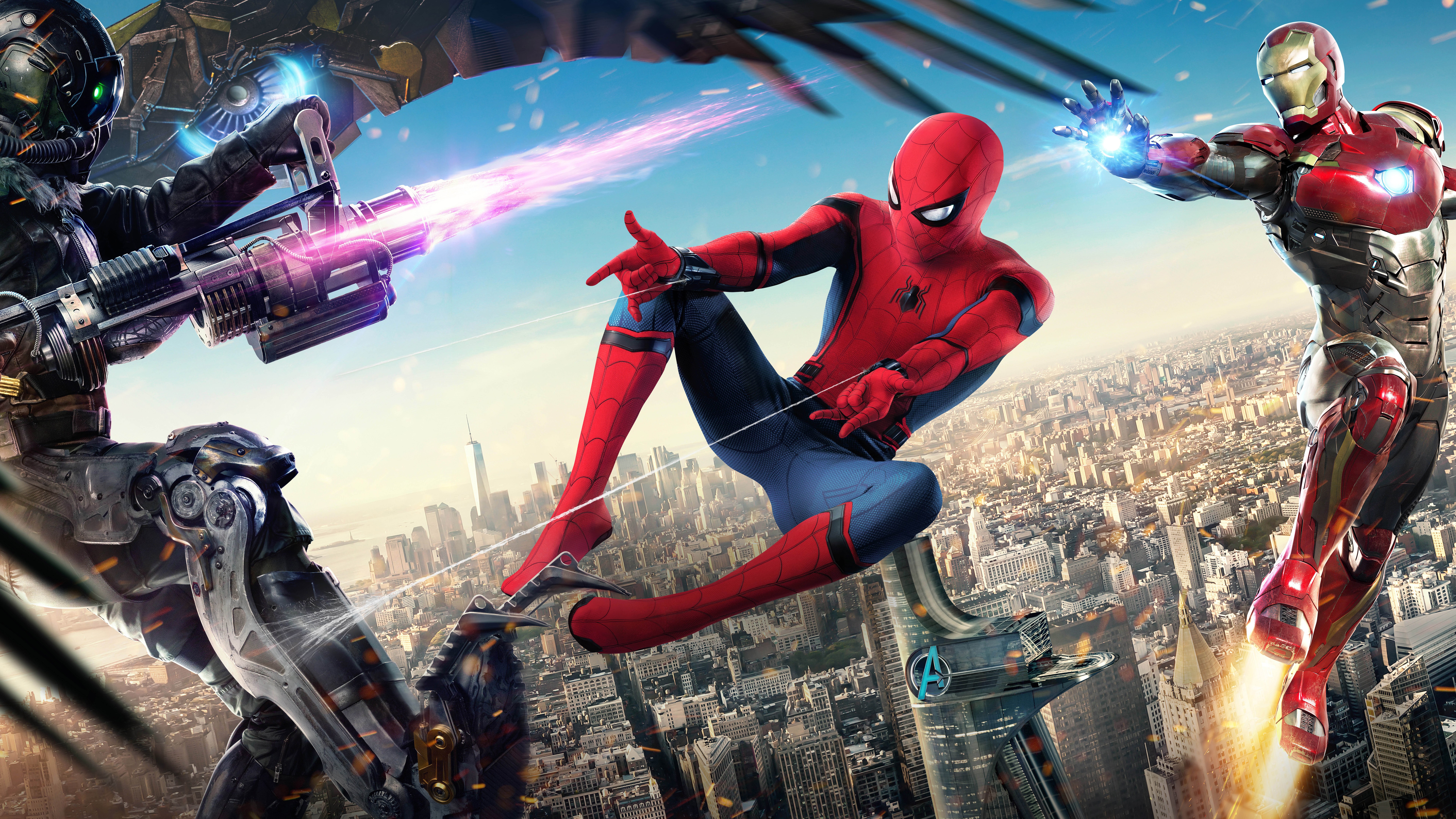 Spider Man: Homecoming (2017), Iron Man, Cityscape, Spider Man, Spider Man Homecoming (Movie) Wallpaper