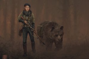 Jakub Różalski, Polish, Illustration, Bears, Digital art, Fan art, Mosin Nagant M91 30, Wojtek