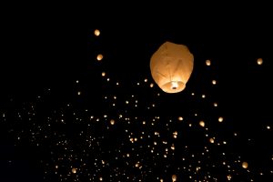 night, Lights, Paper lantern