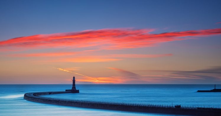 sky, Colorful, Sea, Lighthouse HD Wallpaper Desktop Background