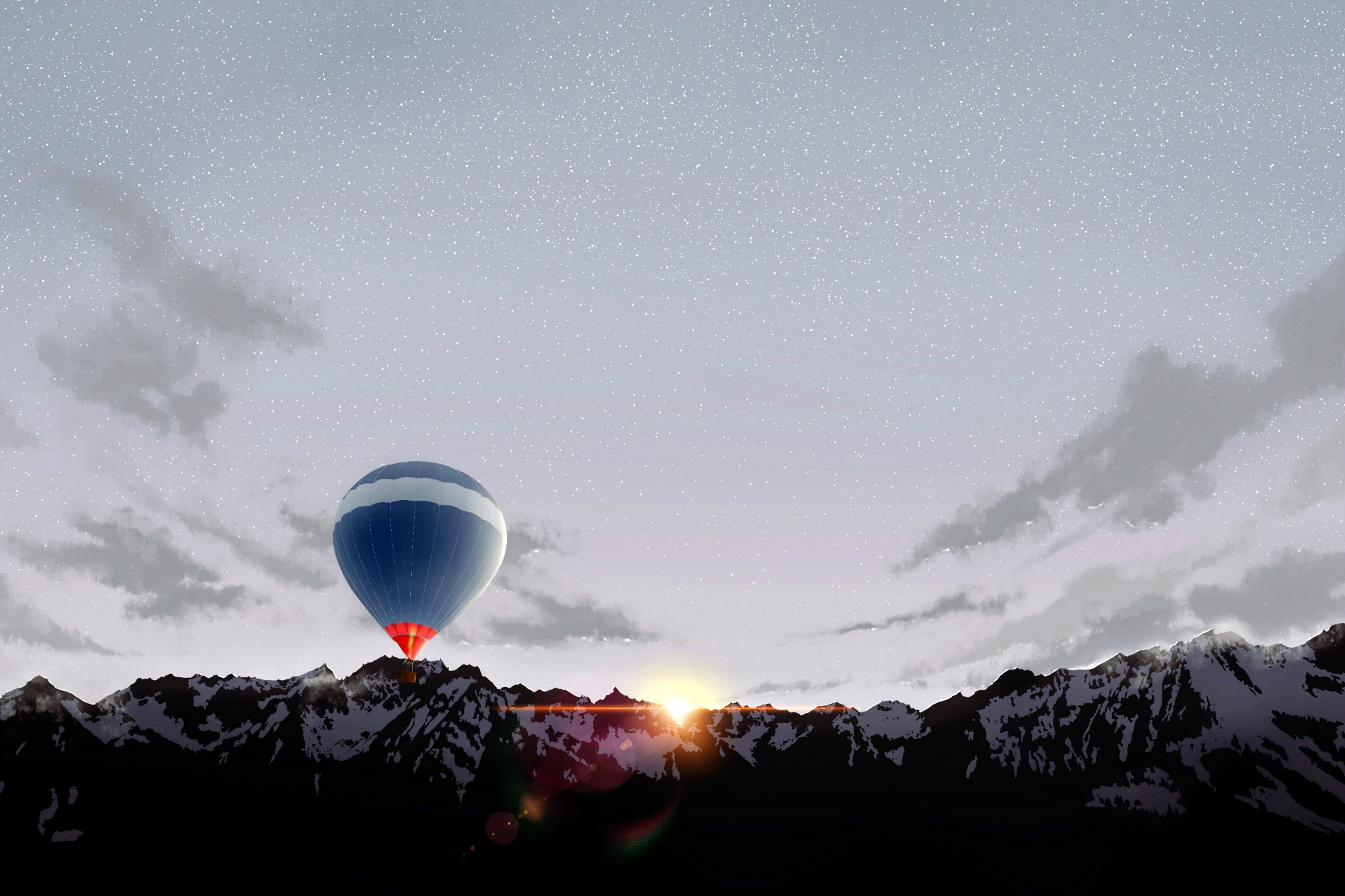 mountains, Hot air balloons, Nature Wallpaper