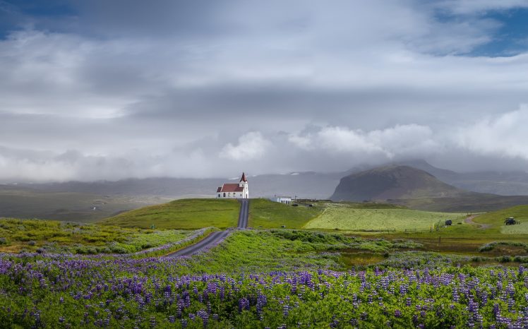 landscape, Sky, Nature, Iceland, Field, Church HD Wallpaper Desktop Background