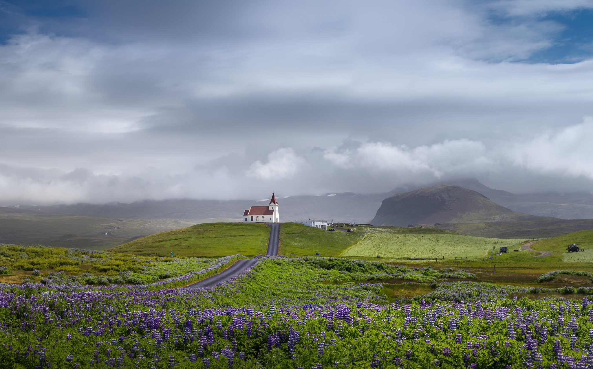landscape, Sky, Nature, Iceland, Field, Church Wallpaper
